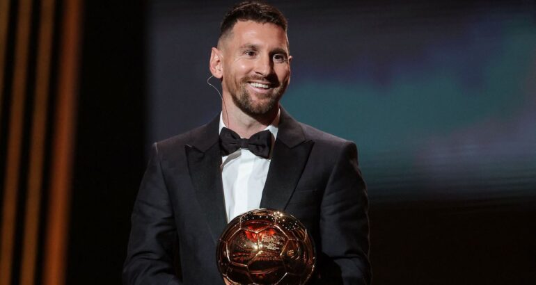 WATCH: Lionel Messi’s wife Antontela Roccuzzo can’t stop smiling as couple’s three sons join Inter Miami superstar on stage after he claims eighth Ballon d’Or