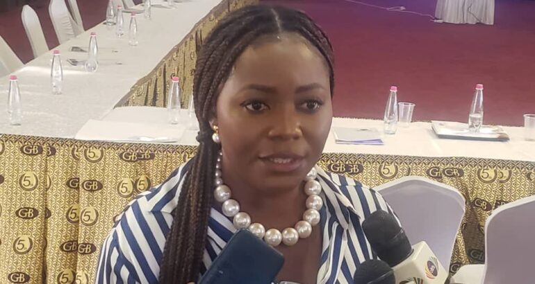 Betty Nana Adwoa Ofori, Ashanti Regional Manager-National Petroleum Authority (NPA) speaking to the media in Kumasi