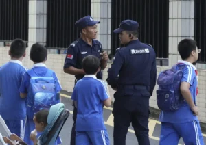 Police guard at the scene