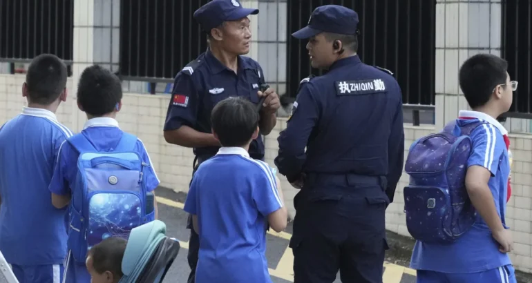 Police guard at the scene