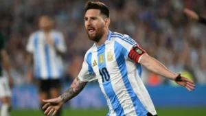 Lionel Messi netted his 10th international hat-trick