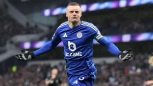 Leicester's Jamie Vardy netted his eighth goal of the season